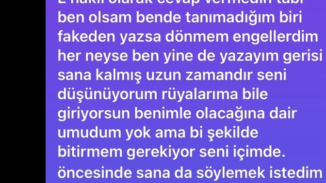 Hoşlandığım eski sevgilime fakeden yazdım?