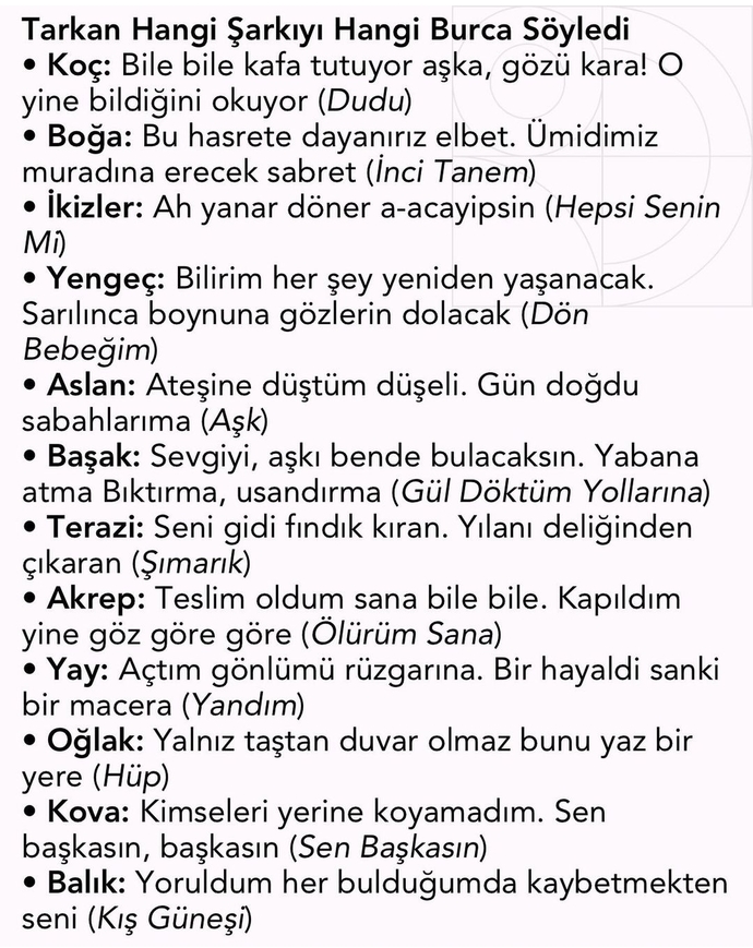 Tarkan bur�lara hangi �ark�y� s�ylemi�