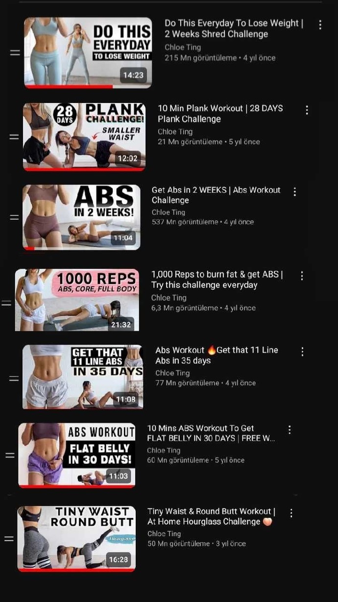 Spor olarak bugün chloe tingin bu videolarını yaptım sizce yeterli mi?