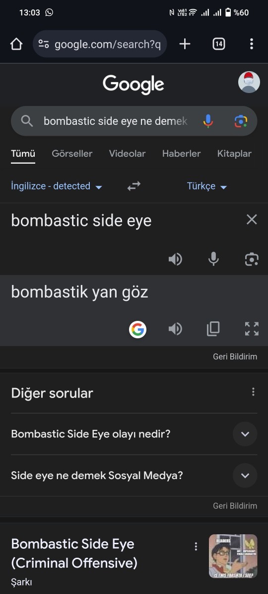 Bombastic side eye ne demek?