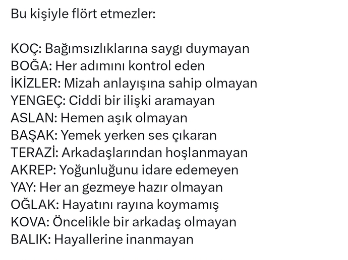 Burcunuza göre nasıl insanlarla flört etmezsiniz?
