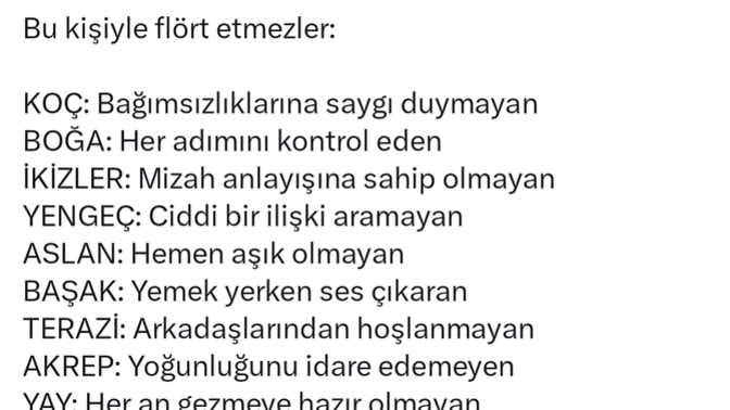 Burcunuza göre nasıl insanlarla flört etmezsiniz?