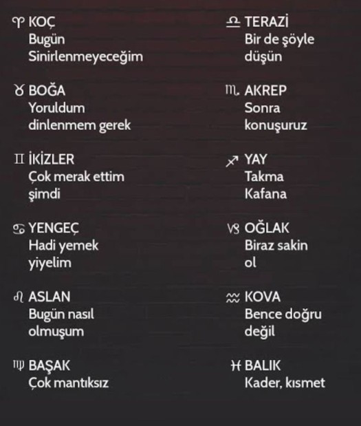 Burcunuzun en sık kullandığı günlük sözler nedir?