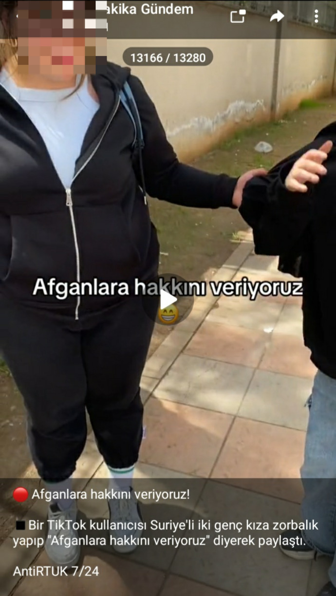 Suriyeli iki genç kıza zorbalık yapan bir kız Afganlara hakkını veriyoruz diye video paylaştı! Özdağ, eserinden mutlu mudur?