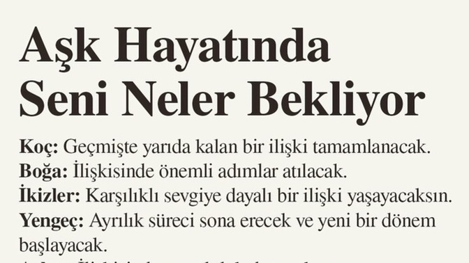 Aşk hayatında seni neler bekliyor?