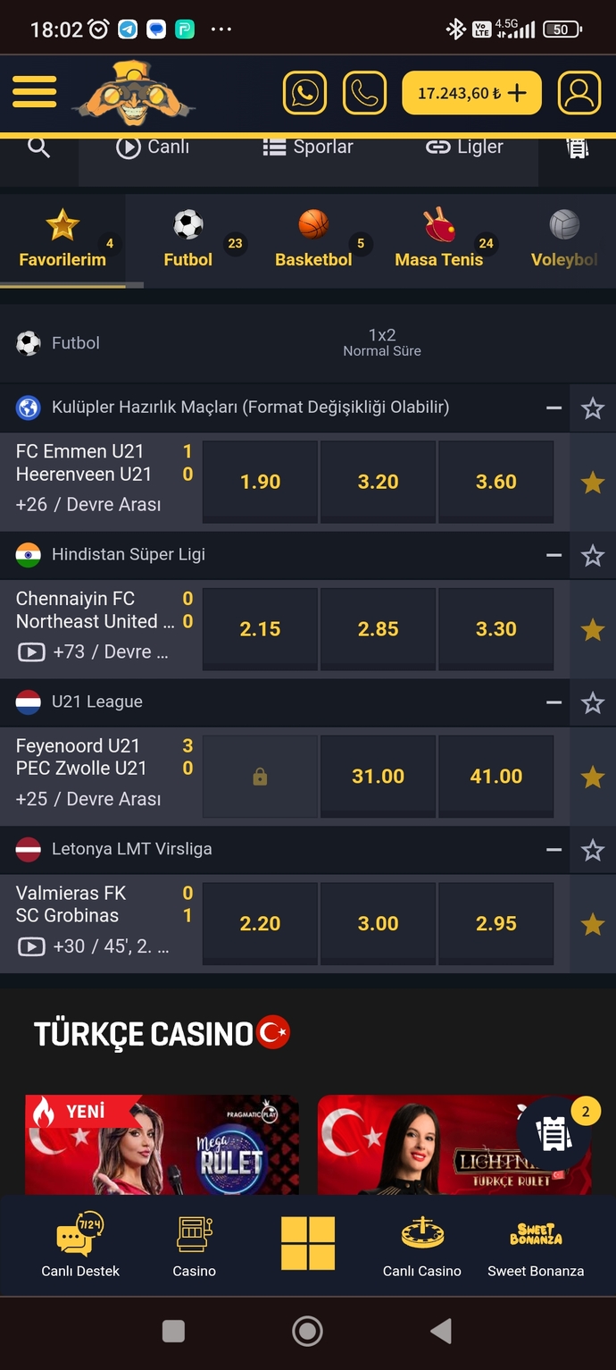 Feyenord 4.5 üst olur mu sizce?