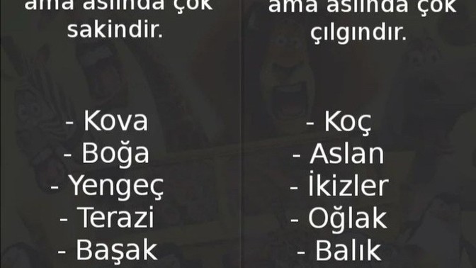 Burçlar ne kadar çılgın ne kadar sakin?