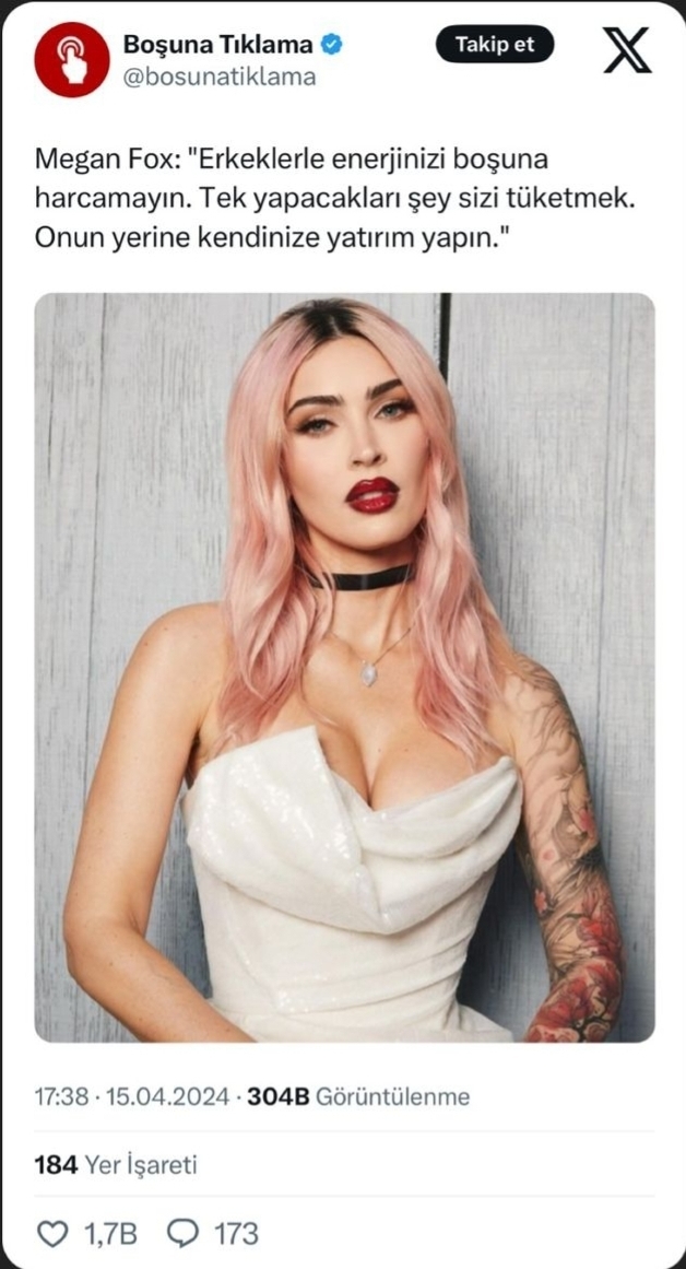 MeganFox, Erkeklerle enerjinizi boşa harcamayın demiş. Haklı mı?