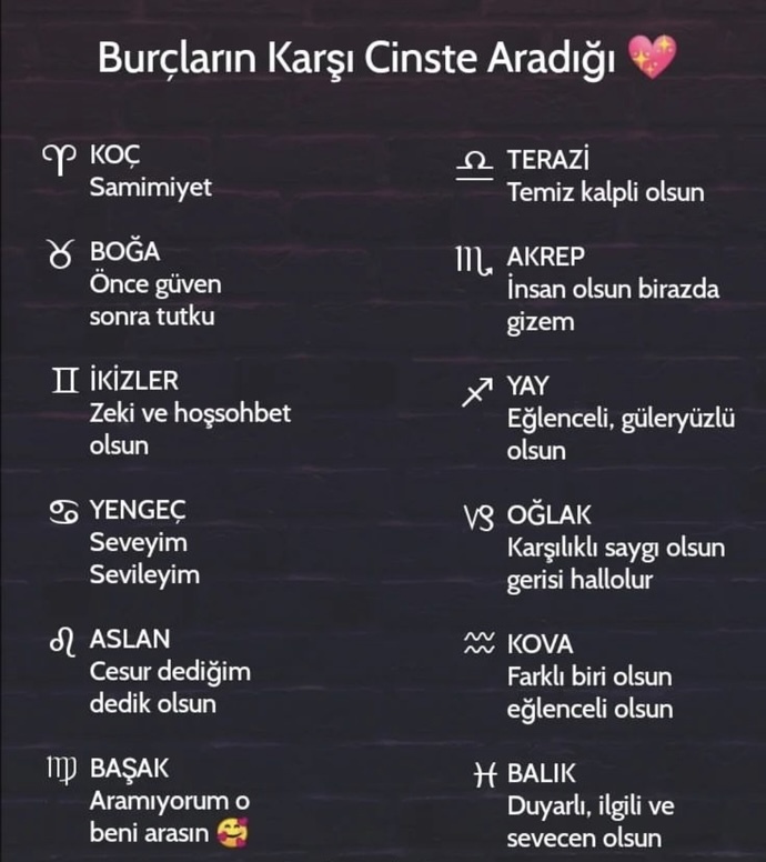 Burcuna göre karşı cinste aradığın nedirr?