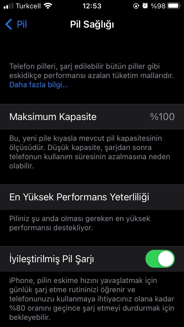 Telefonumun pil yüzdesi?