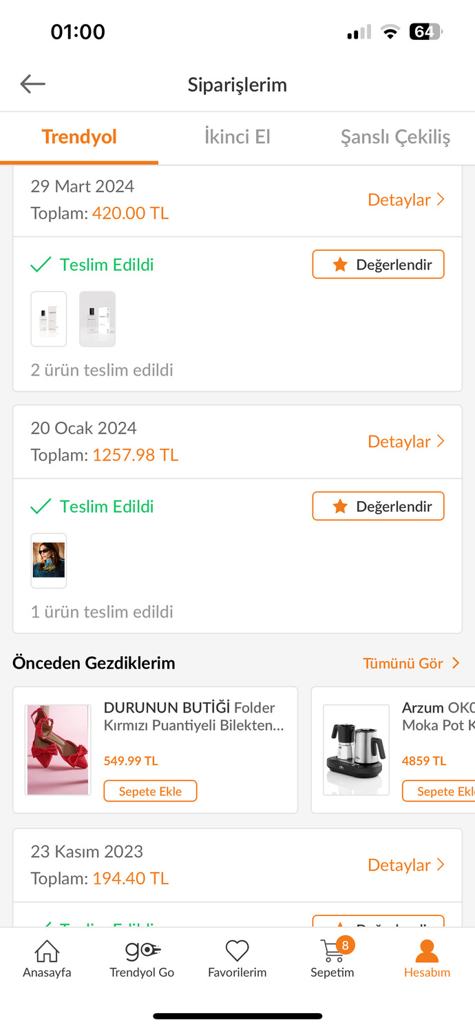 En son kendine internetten ne aldın?