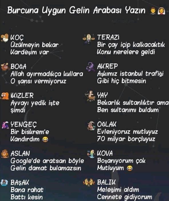 Burcunuza uygun gelin arabası yazısı hangisi?