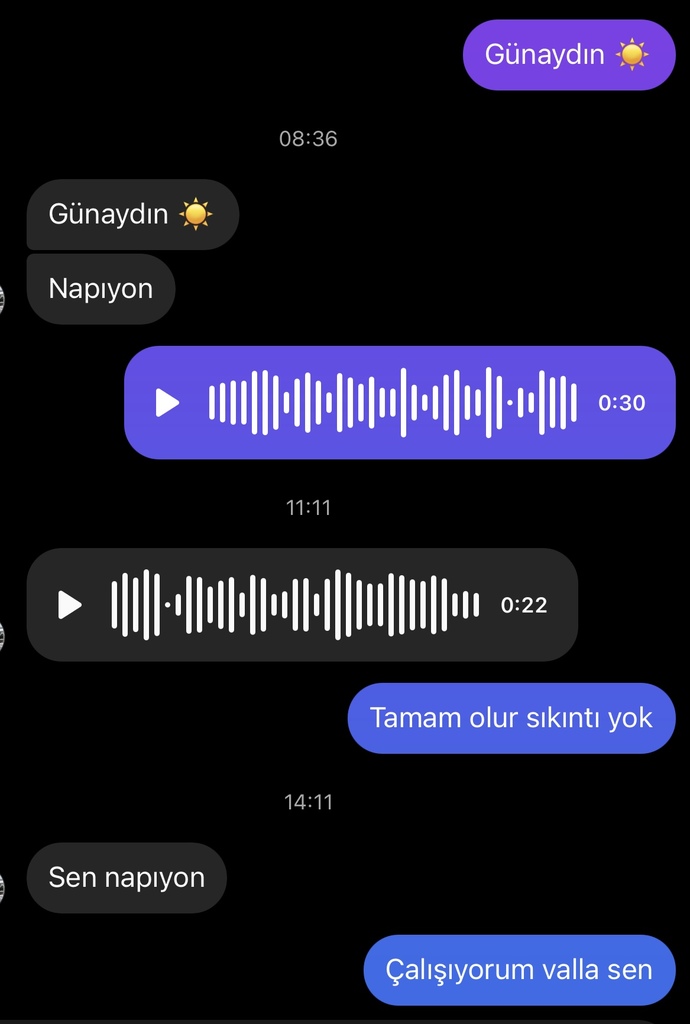 Konusma bu şekilde sabahtan beri