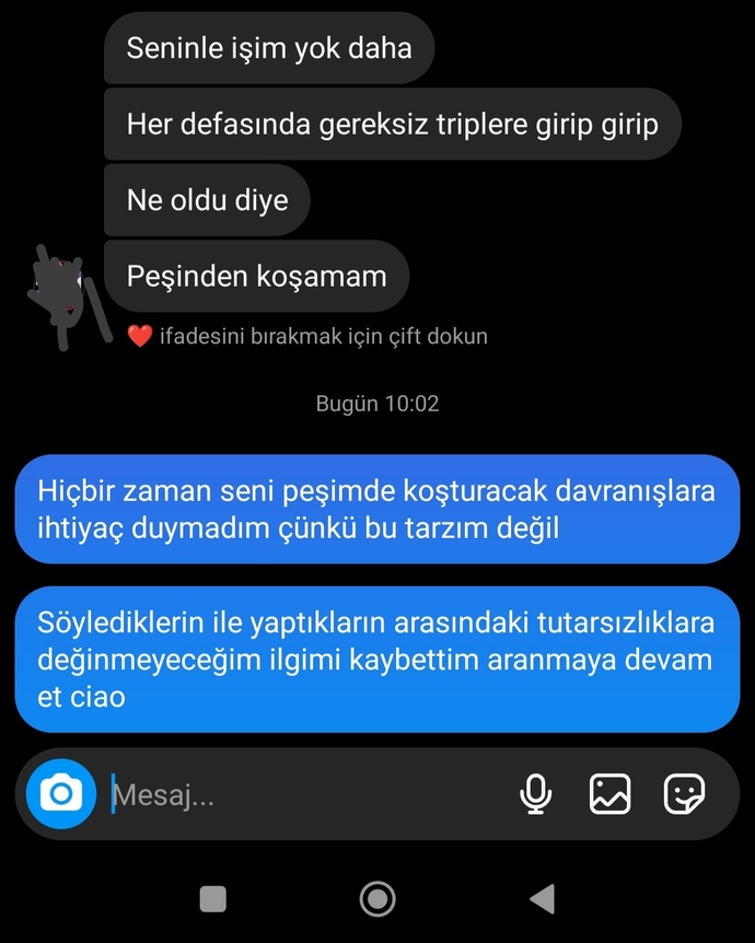 Nasıl olmuş son mesajım?