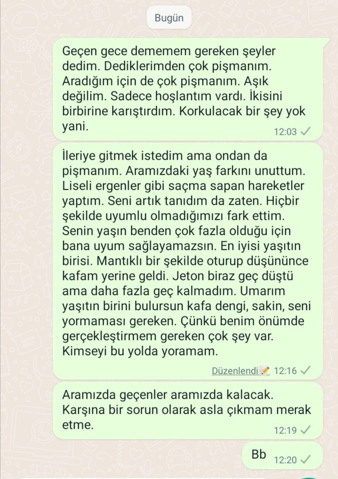Erkekler, bunları yazıp gönderdim. Sizin tepkiniz ne olurdu?