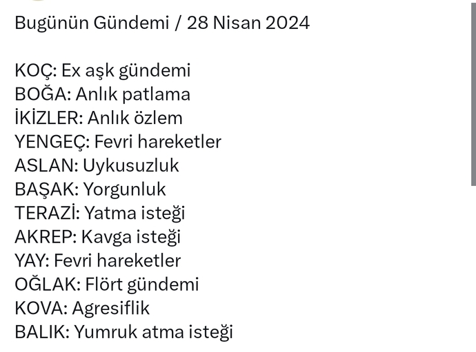Burcunuza göre bugünkü gündeminizzde ne var?
