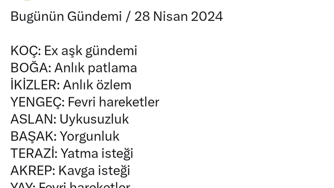 Burcunuza göre bugünkü gündeminizzde ne var?