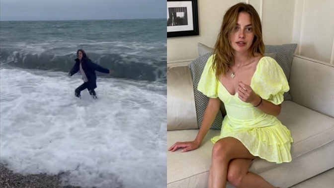 Melis Sezen soğuk havaya aldırış etmeden denize girdi! Sen deniz/havuz sezonunu açtın mı?