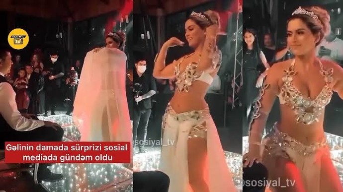 Düğün şovlarına bir yenisi daha eklendi. Gelin dansöz kıyafeti giyerek damada dans ediyor. Siz böyle bir şey yapar mısınız?