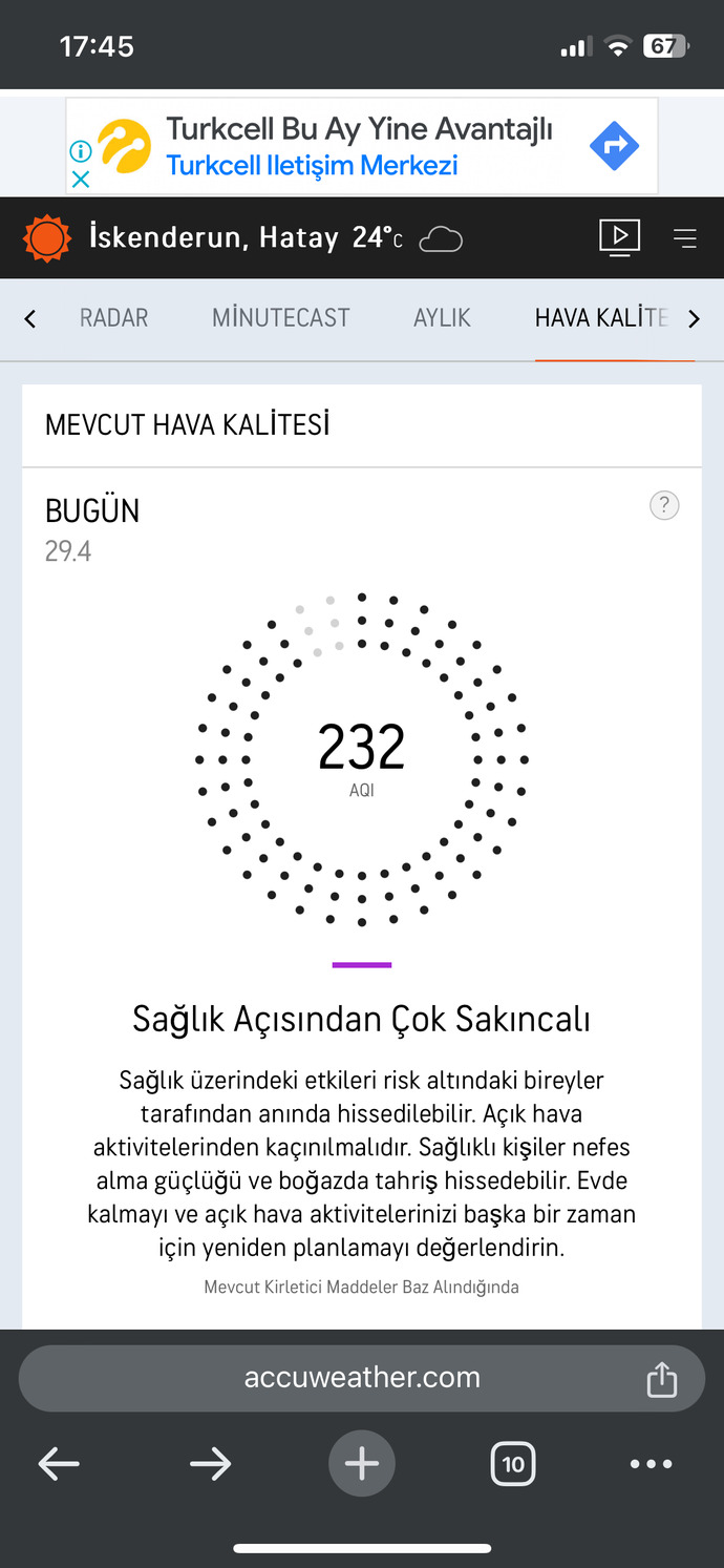 Bulunduğunuz yerdeki hava kalitesine bakmak ister misiniz?