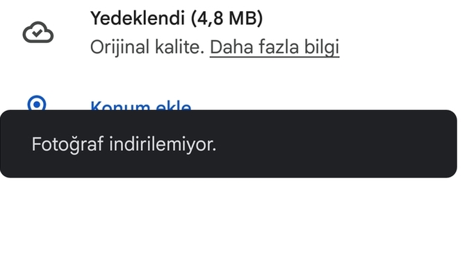 Google fotograflardan galeriye fotograf neden inmiyor?