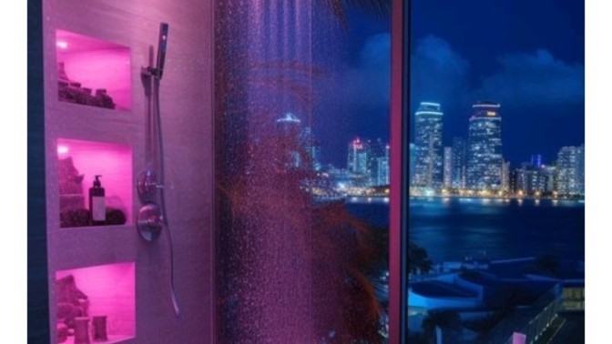 Neon ışıklı bir duşakabinde yıkanmak ister miydiniz?