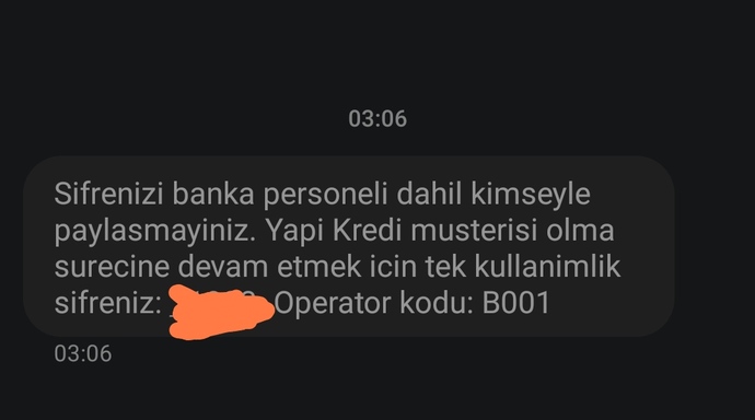 Yapı kredi bana neden mesaj attı?