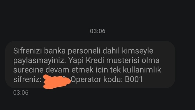 Yapı kredi bana neden mesaj attı?