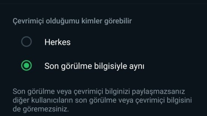 Son görülme bilgisini hiç kimse yapıp çevrimiçini kişilerime açma seçeneği yok mu ya da yöntemi?