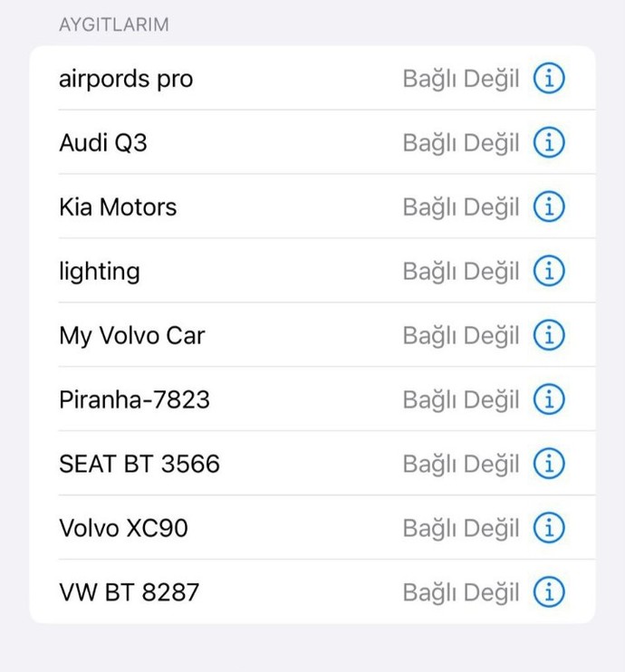 Bluetooth geçmişinizde kaç tane aygıt var?