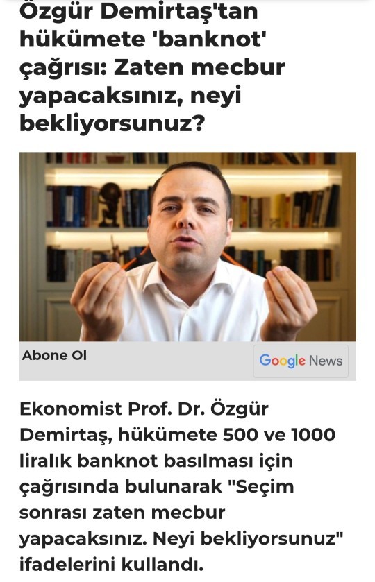Merkez Bankası Başkanı, "500 ve 1000 liralık banknotlara ihtiyaç görülürse adım atarız" demiş. İhtiyaç var mı sizce?
