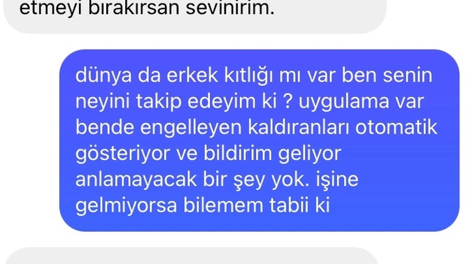Eski konuştuğum. sürekli engelleyip kaldırıyordu bende en son mesaj attım. siz mesajlarından ne anlıyorsunuz?