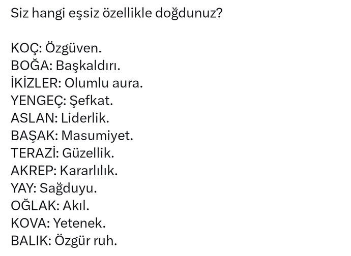 Burcunuza göre sizin eşsiz özelliğiniz nedir?