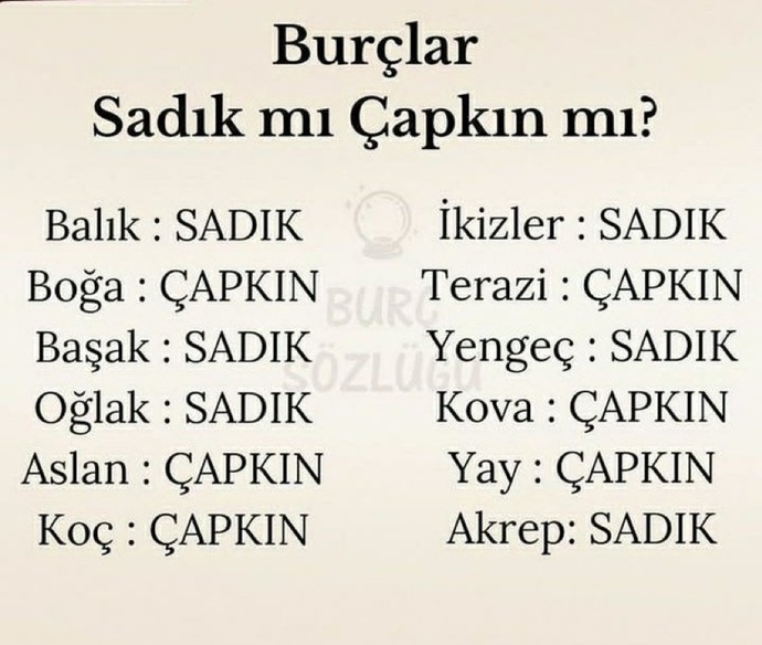 Burcuna göre nesin?