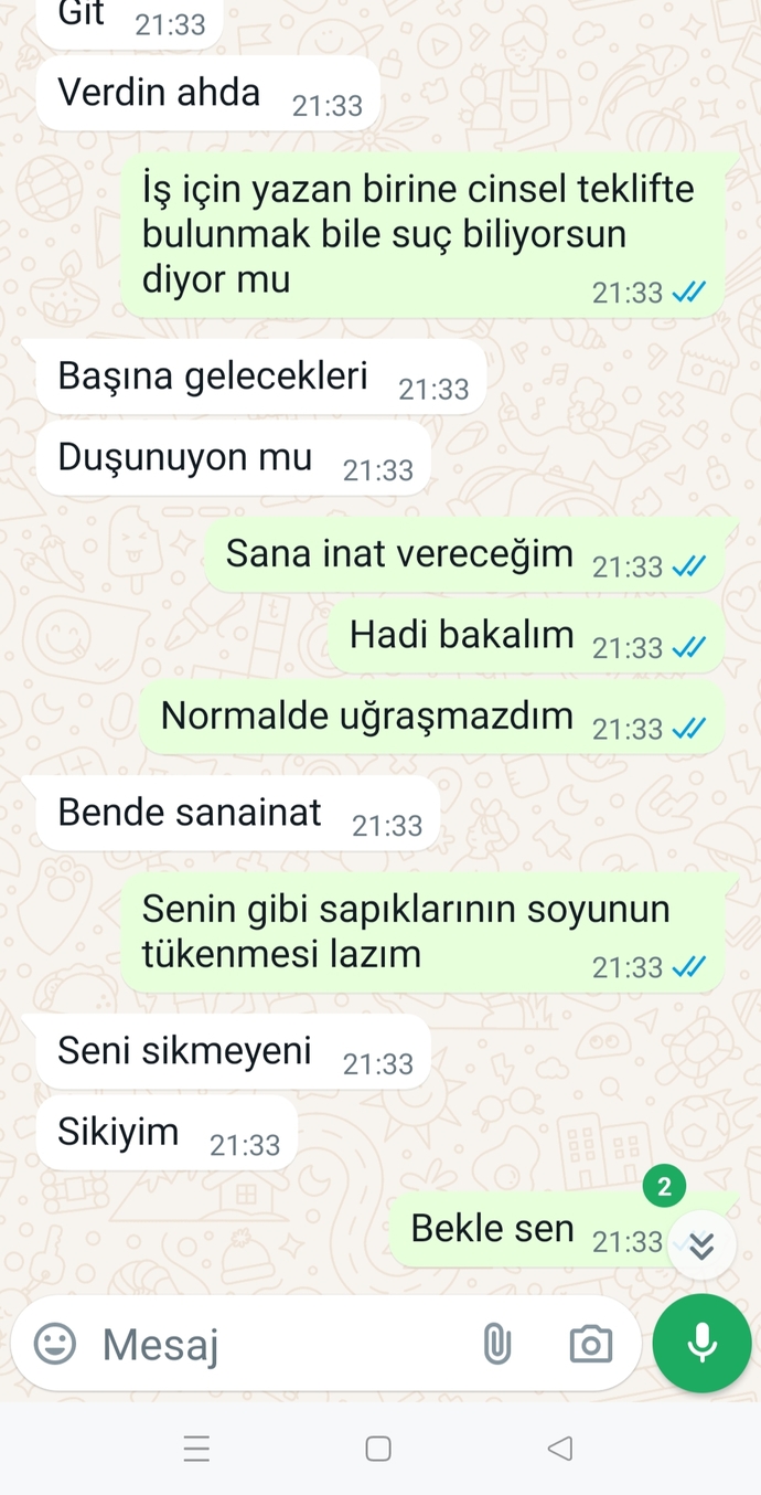 Sizce bu mesajlarla beraber sapığı dava etsem sonuç alır mıyım?
