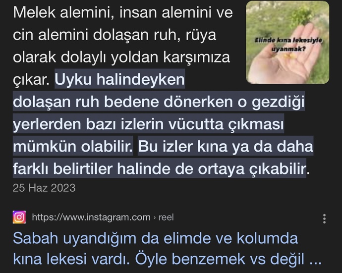 Sabah 6 gibi yattım 11 de uyandım ve iki elimde kına renginde leke var?