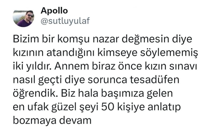 Başınıza gelen güzel şeyleri çevrenizle paylaşır mısınız?
