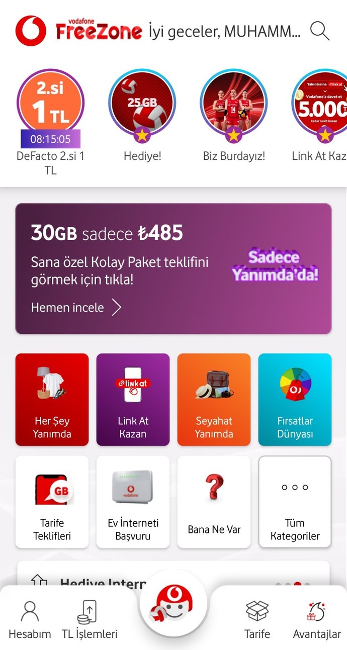 Vodafone kullanıp internetsiz olanlar bakabilir mi?