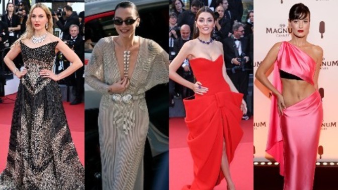 Meryem Uzerli, Birce Akalay, Hande Erçel ve Pınar Deniz, Cannes Film Festivali'nde göz kamaştırdı! Sizce en şık hangisi?