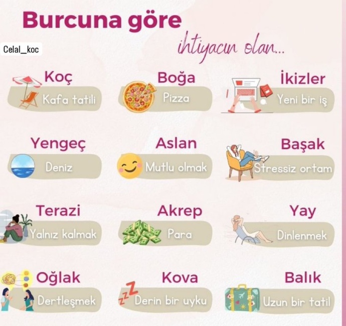 Burcuna göre ihtiyacın olan ne?