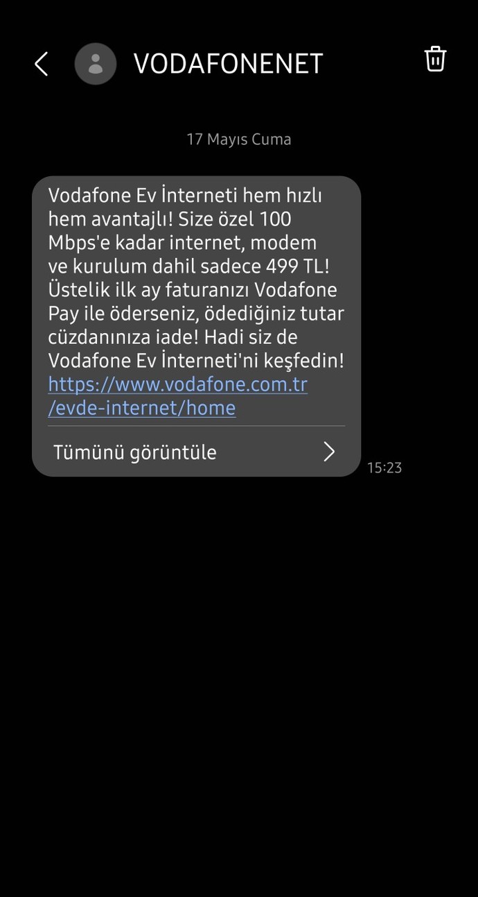 Telefonuna en son gelen mesaj kimden geldi?