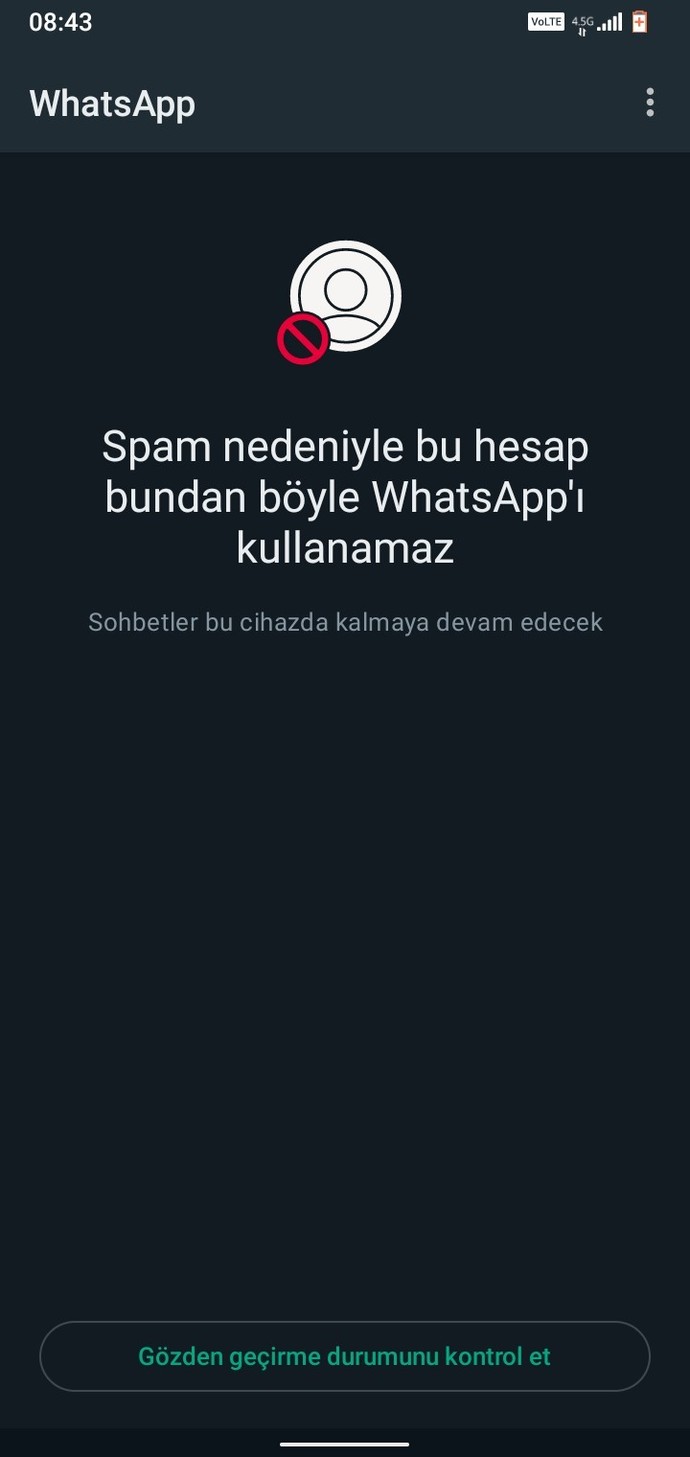 Whatsap hesap sıkıntısı?