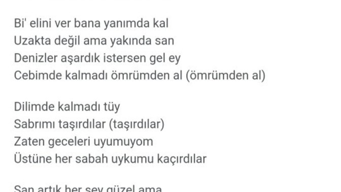 Çok sevdiğin şarkı repliği var mı?