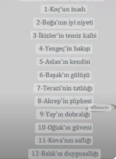 Burçların değişmeyen özelikleri nedir?