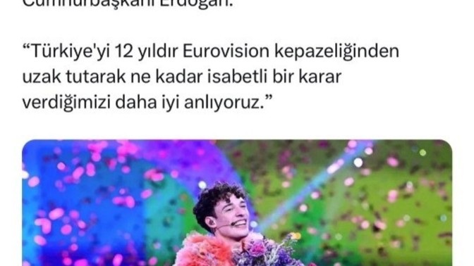 Cumhurbaşkanı Erdoğan'ın eurovision ile ilgili kepazelik demiş, siz ne diyorsunuz?