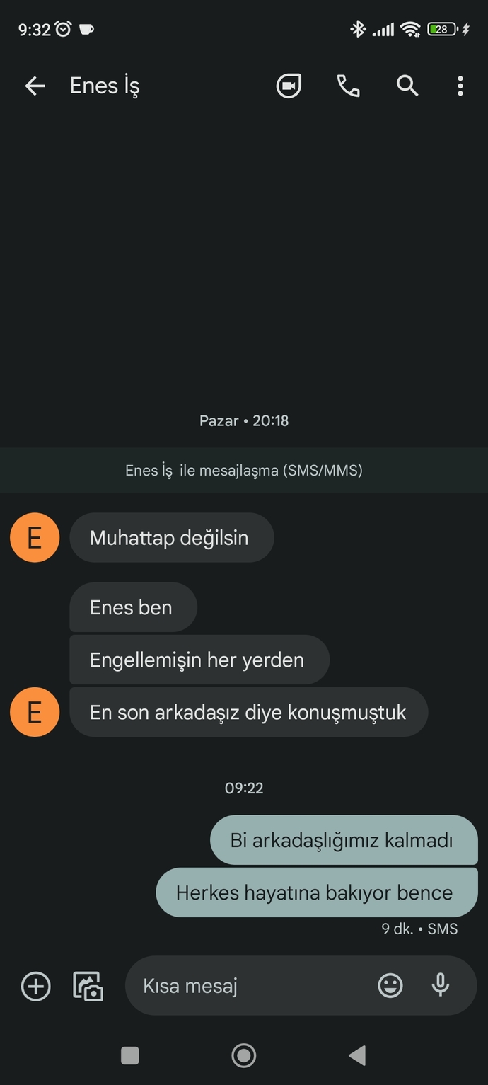 Eski sevgilim yazmış?
