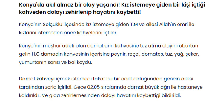 Kız istemede damada tuzlu kahve içirme hakkında ne düşünüyorsunuz?