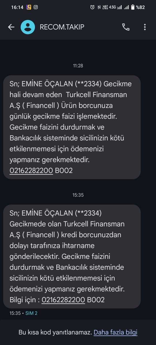 Bu şekilde bir mesaj geldi emine diye biri yerine bana gönderilmiş bilgisi olan var mı?