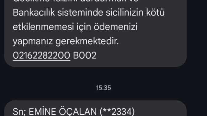 Bu şekilde bir mesaj geldi emine diye biri yerine bana gönderilmiş bilgisi olan var mı?