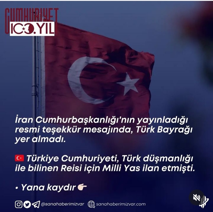 İran Cumhurbaşkanlığı, resmi sitesinde paylaşılan teşekkür mesajında Türk bayrağına yer vermedi. Ne düşünüyorsunuz?